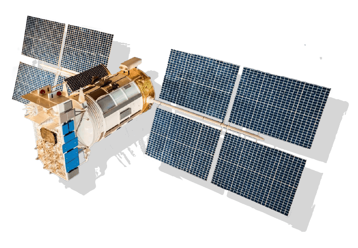 Immagine di un satellite, strumento chiave per le analisi satellitari per l'agricoltura per rilevare i rischi naturali